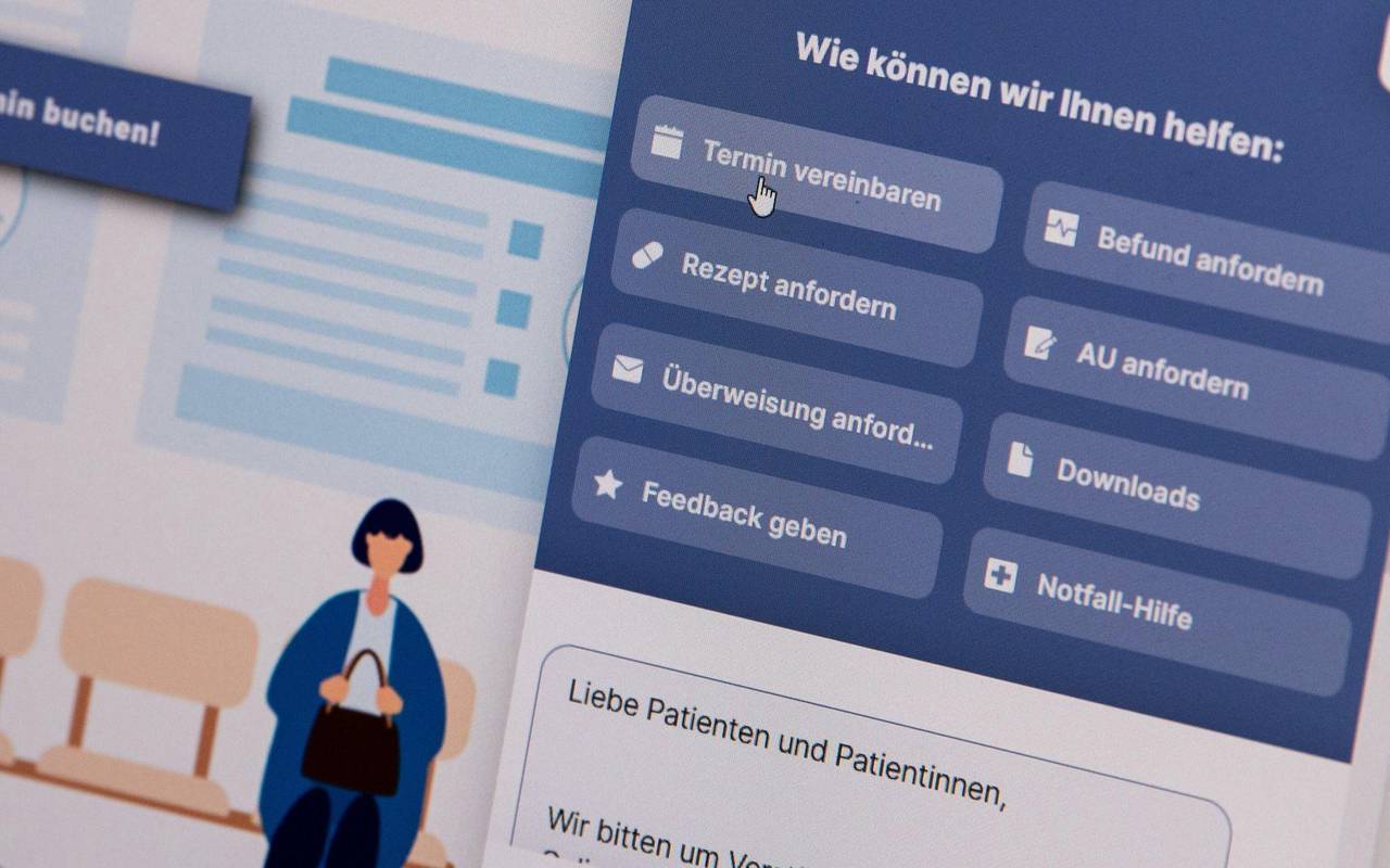Seite einer Onlinepraxis