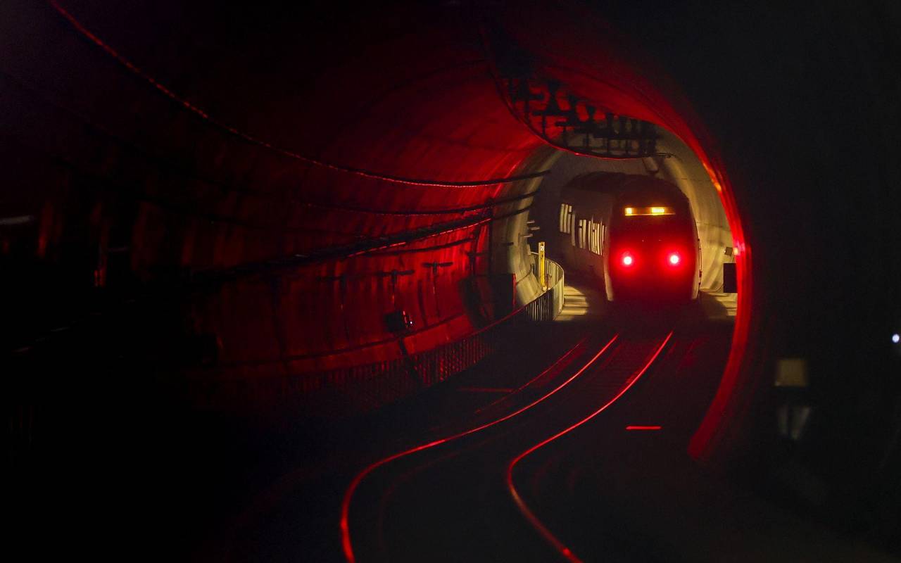 Eine S-Bahn fährt im City-Tunnel am Hauptbahnhof Leipzig ein