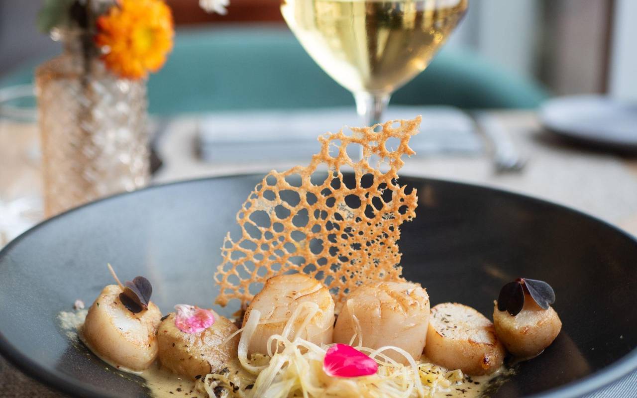 Jakobsmuscheln mit Lauchgemüse und Quinoa