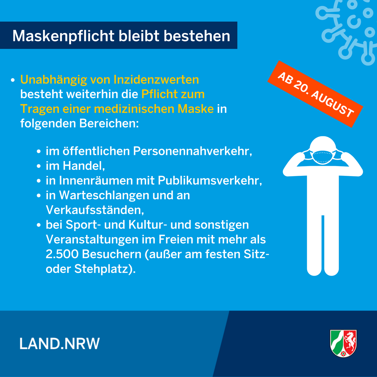 Neue Coronaschutzverordnung - nur noch eine Inzidenzstufe