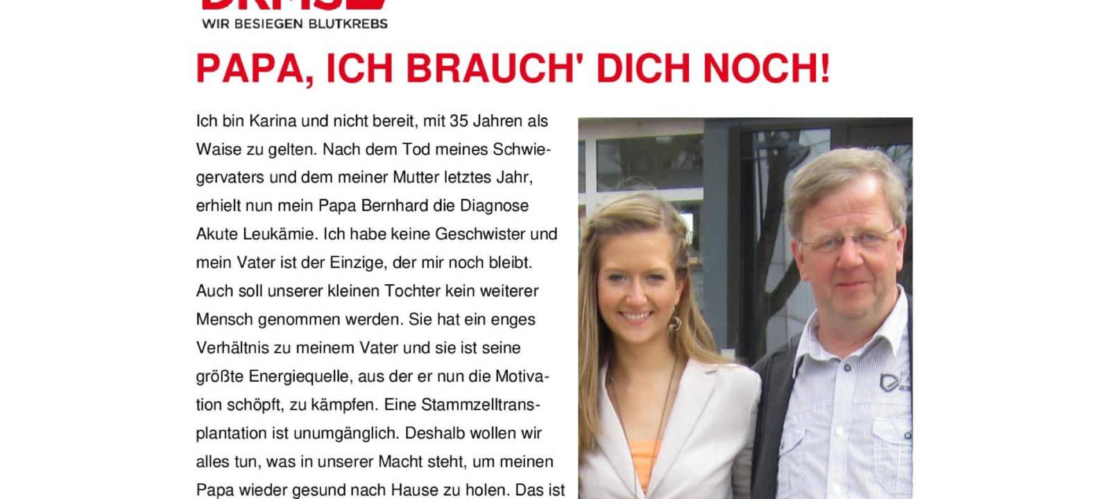 Karina sucht Stammzellenspender für ihren Papa