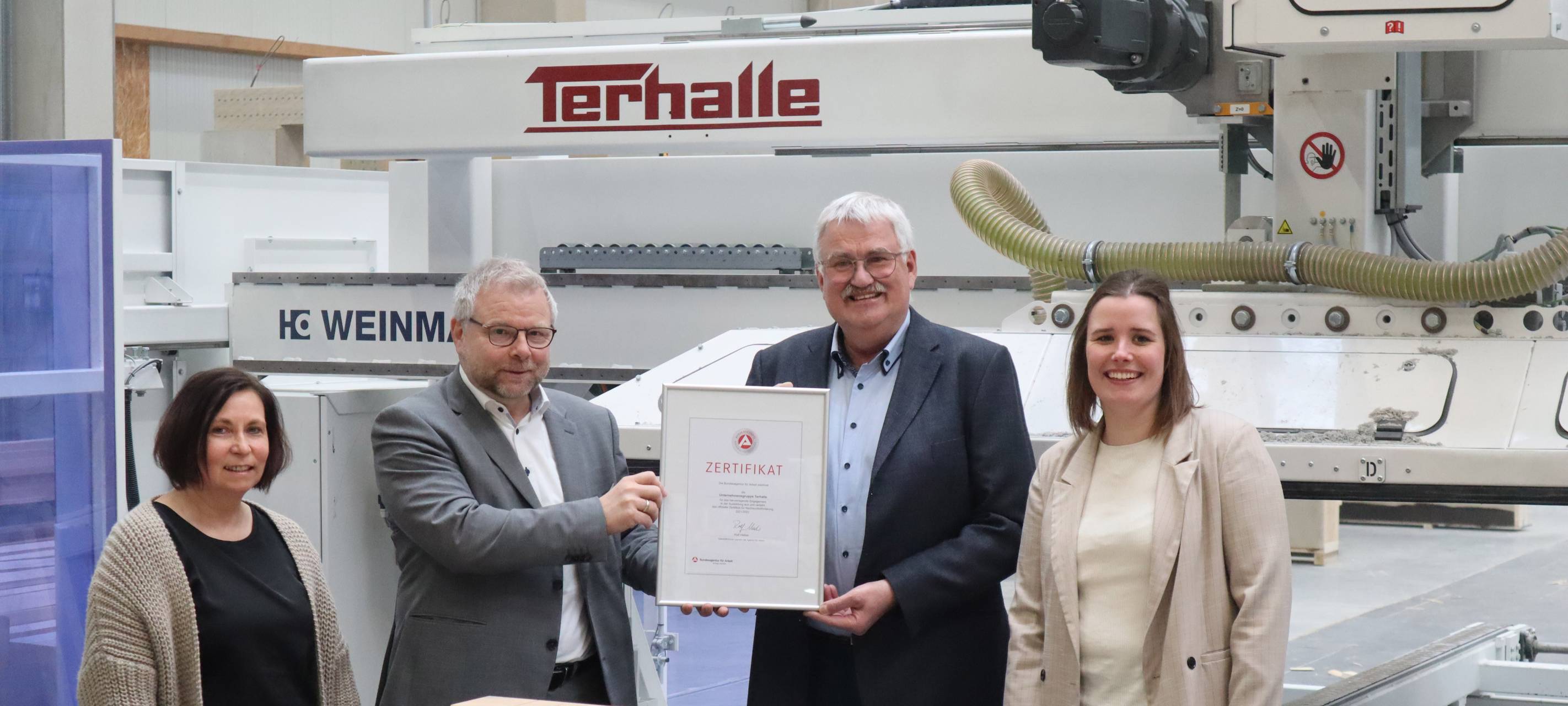 Ausbildungszertifikat für die Unternehmensgruppe Terhalle
