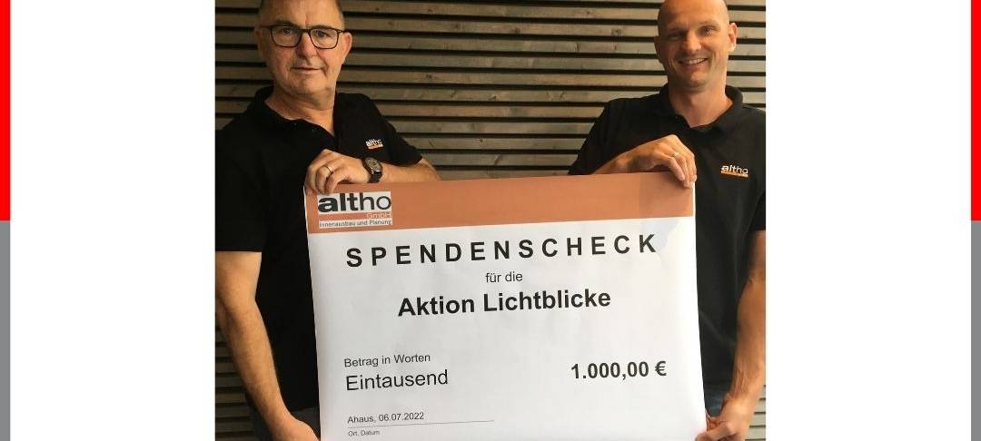 Firma Altho aus Ahaus spendet 1000 Euro