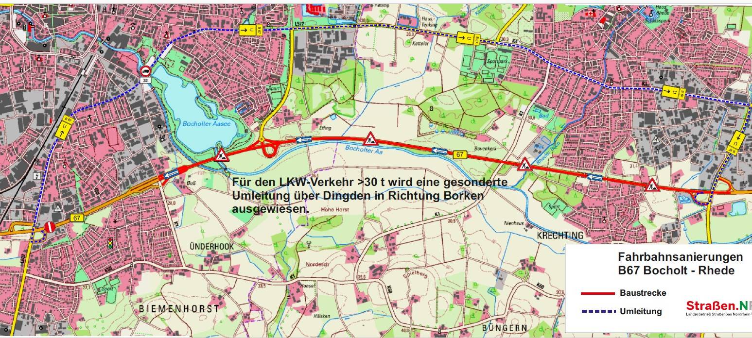 Sanierung B67 zwischen Rhede und Bocholt
