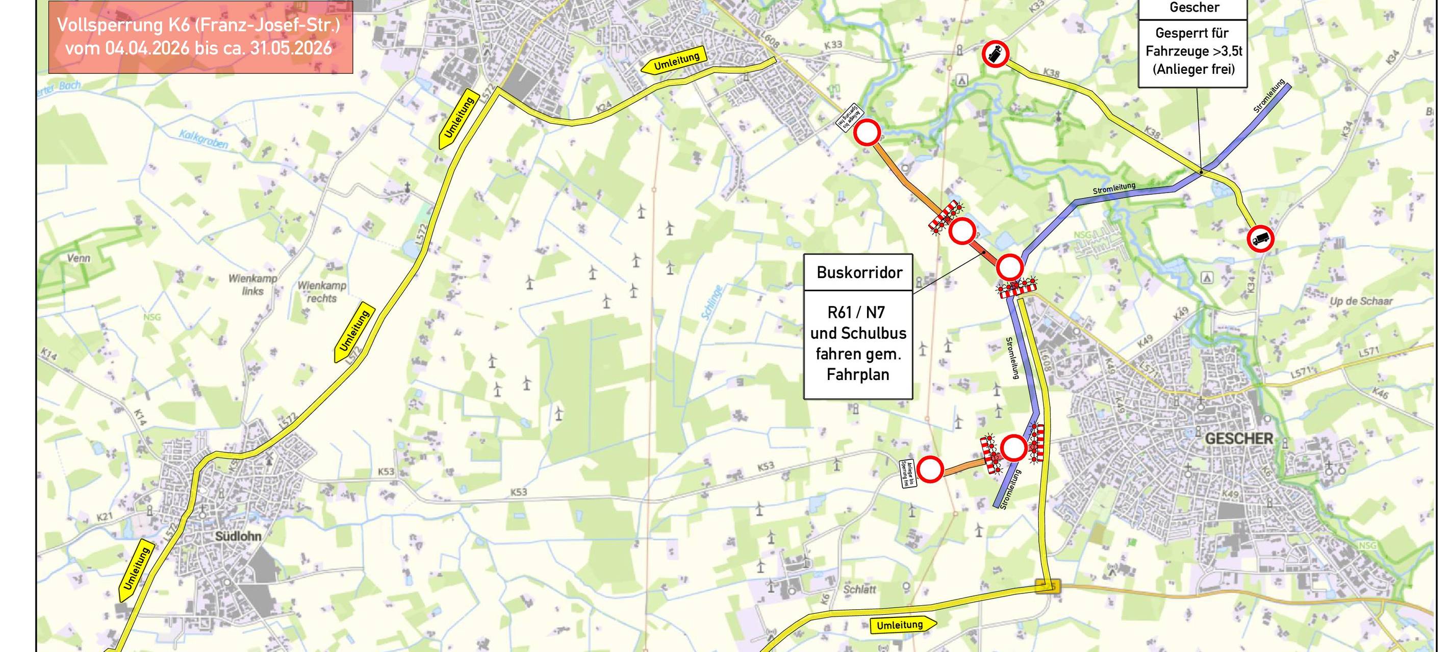 Vollsperrung zwischen Stadtlohn und Gescher ab Sonntag